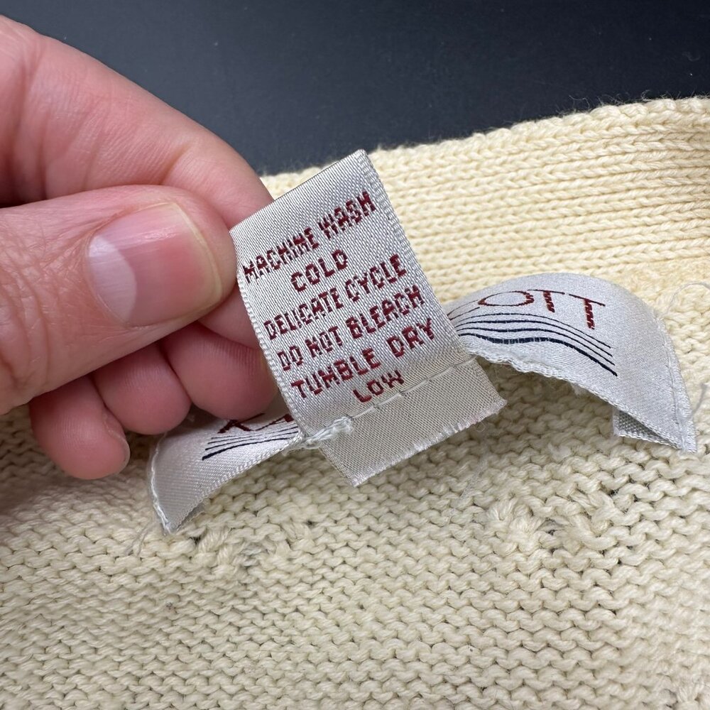 Vintage Cardigan Sweater Karen Scott USA Cotton Pale Yellow Womens Small 1980s - Picture 5 of 9